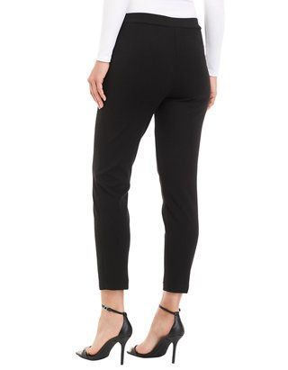 Stretch Crepe Straight Pants- Black
