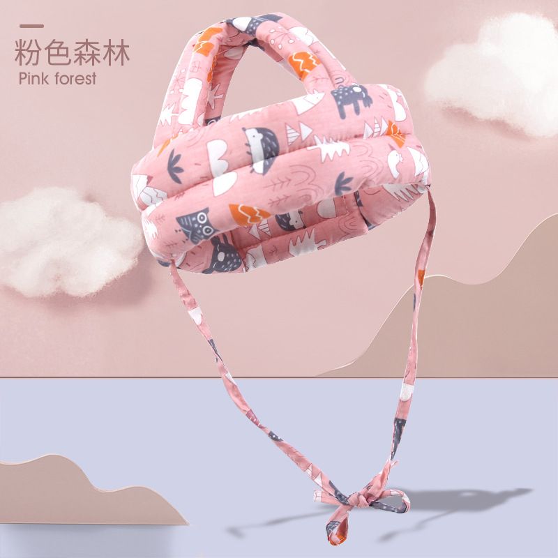 Baby Safety  Head Protection Headgear Toddler Anti-fall Pad Children Learn To Walk Crash Cap Pink Forest