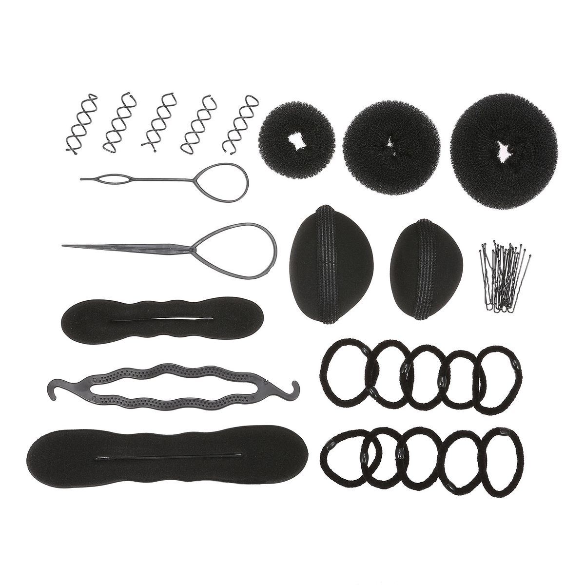 Hair DIY Tool Set Bun Maker Curler Roller Twist Hair Loops