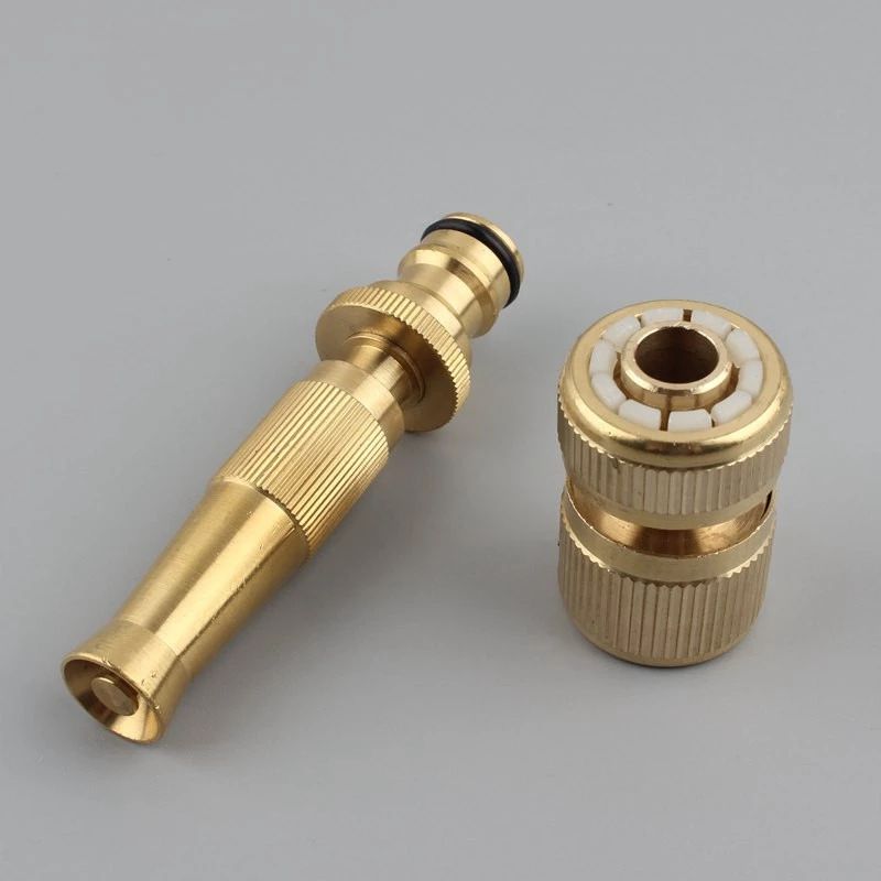 Spray Nozzle Water Gun Brass High Pressure Direct Spray Sprinkler Quick Connector 1/2'' Garden Hose Adjustable Pressure Washer