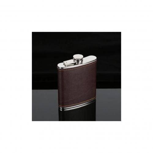 Classical Stainless Pocket Hip Flask Alcohol Liquor Brown