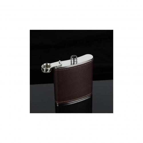 Classical Stainless Pocket Hip Flask Alcohol Liquor Brown