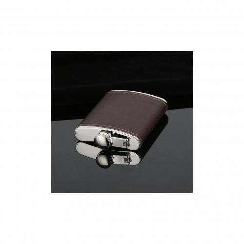 Classical Stainless Pocket Hip Flask Alcohol Liquor Brown