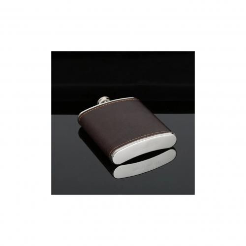 Classical Stainless Pocket Hip Flask Alcohol Liquor Brown