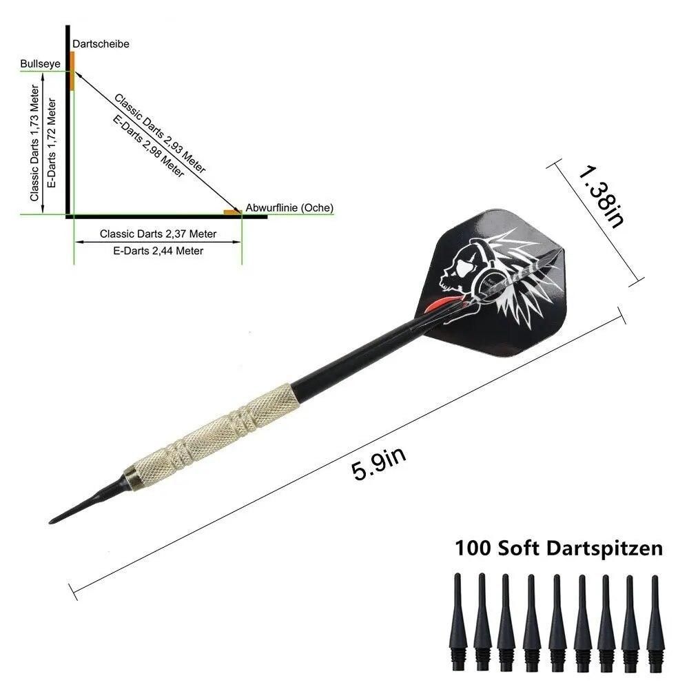 Darts 12 Pieces Darts Plastic Tip Set for Electronic Darts Brass Darts with 30 flights and 100 tips