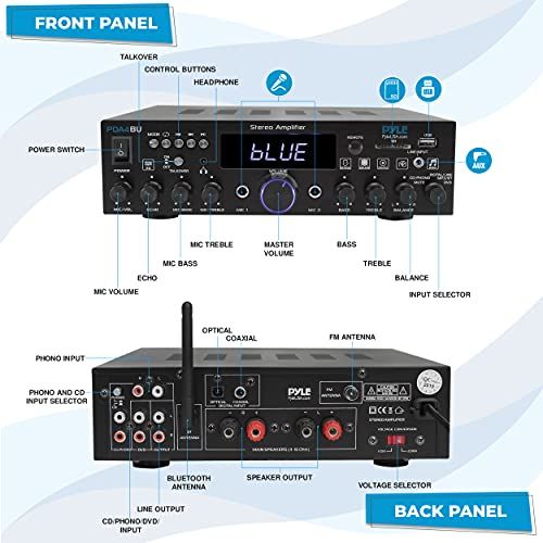 Wireless Bluetooth Home Stereo AmplifierMultiChannel 200 Wat