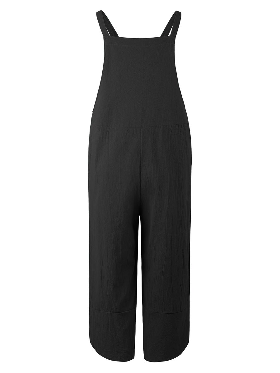 Women Jumpsuit With Pockets Sleeveless Wide Legs Plus Size