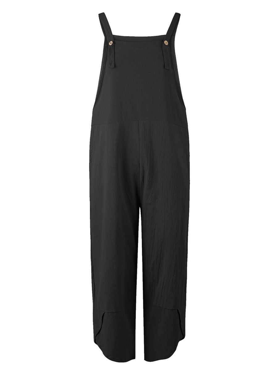 Women Jumpsuit With Pockets Sleeveless Wide Legs Plus Size