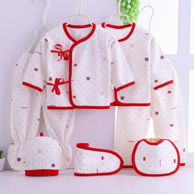 7pcsset Body Suits Newborn Girls Boys Soft Cotton Clothes Set Red