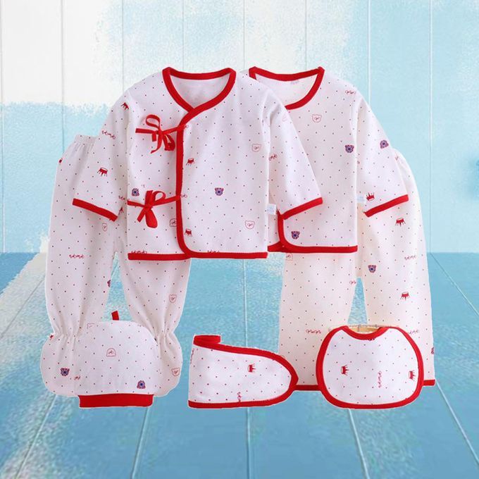 7pcsset Body Suits Newborn Girls Boys Soft Cotton Clothes Set Red