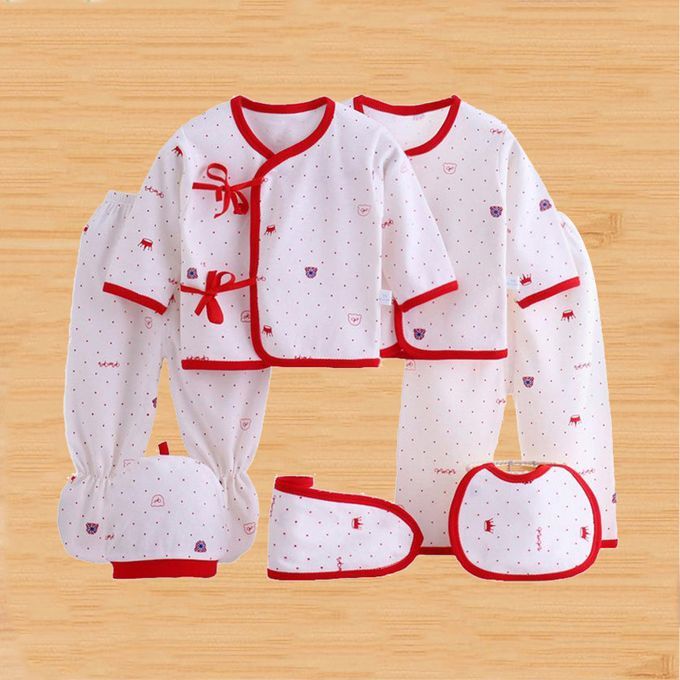 7pcsset Body Suits Newborn Girls Boys Soft Cotton Clothes Set Red