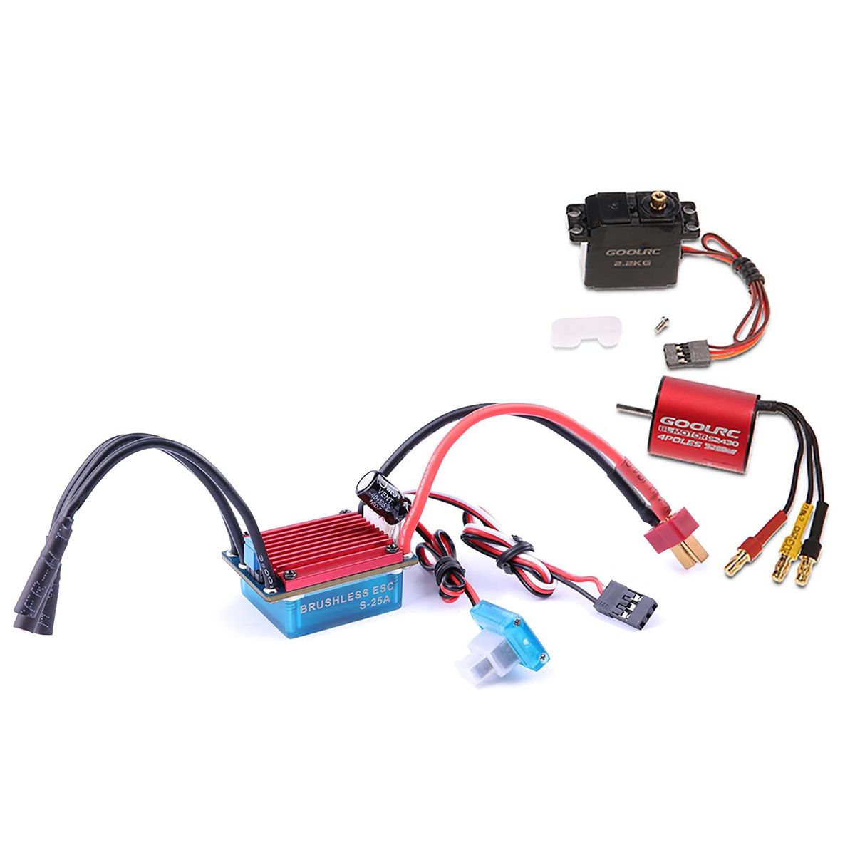 GoolRC S2430 7200KV Brushless Motor 25A ESC 2.2kg Metal Gear Servo Combo Set for 1/14 1/16 1/18 RC Car