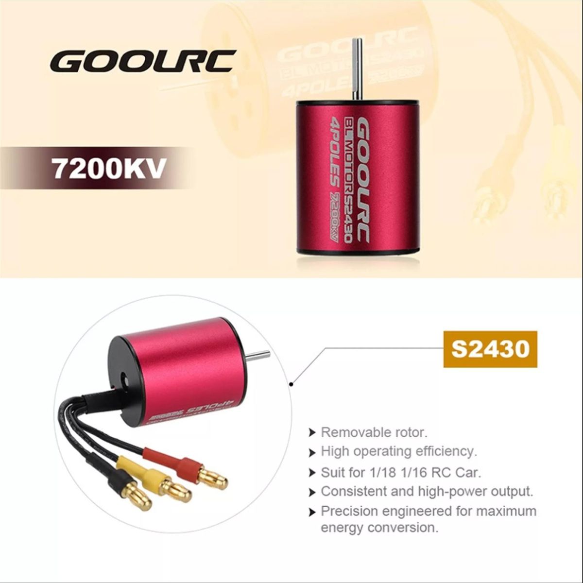 GoolRC S2430 7200KV Brushless Motor 25A ESC 2.2kg Metal Gear Servo Combo Set for 1/14 1/16 1/18 RC Car