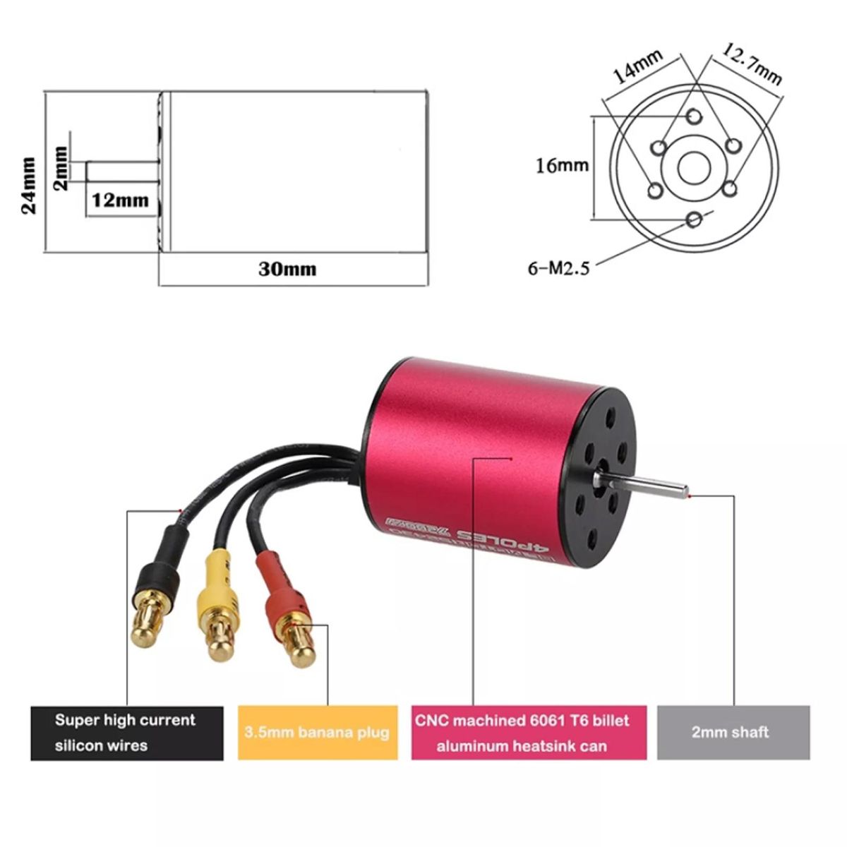 GoolRC S2430 7200KV Brushless Motor 25A ESC 2.2kg Metal Gear Servo Combo Set for 1/14 1/16 1/18 RC Car