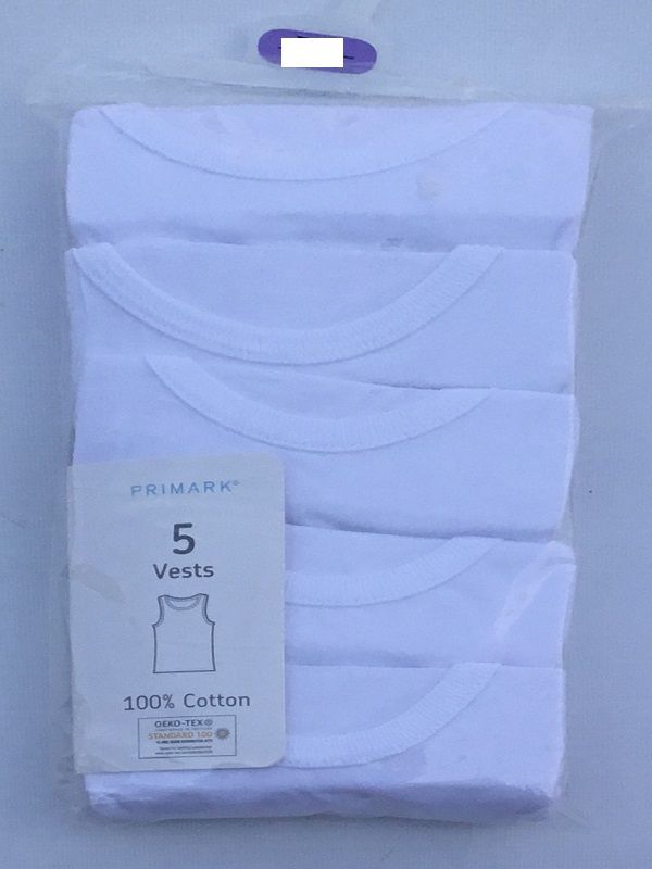 5 Pack White Cotton Vest