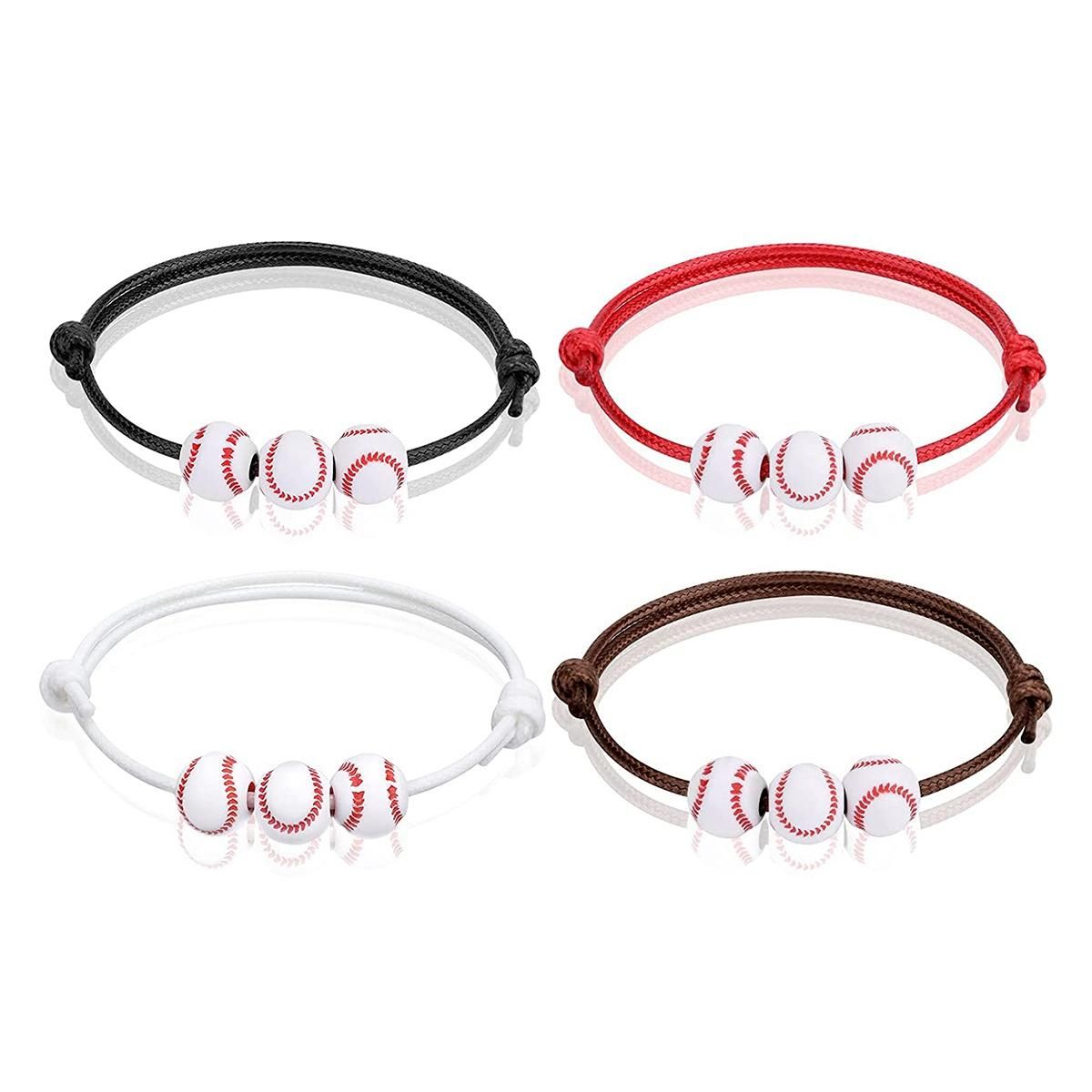 20Pcs Baseball Beads Red White Adjustable Inspirational