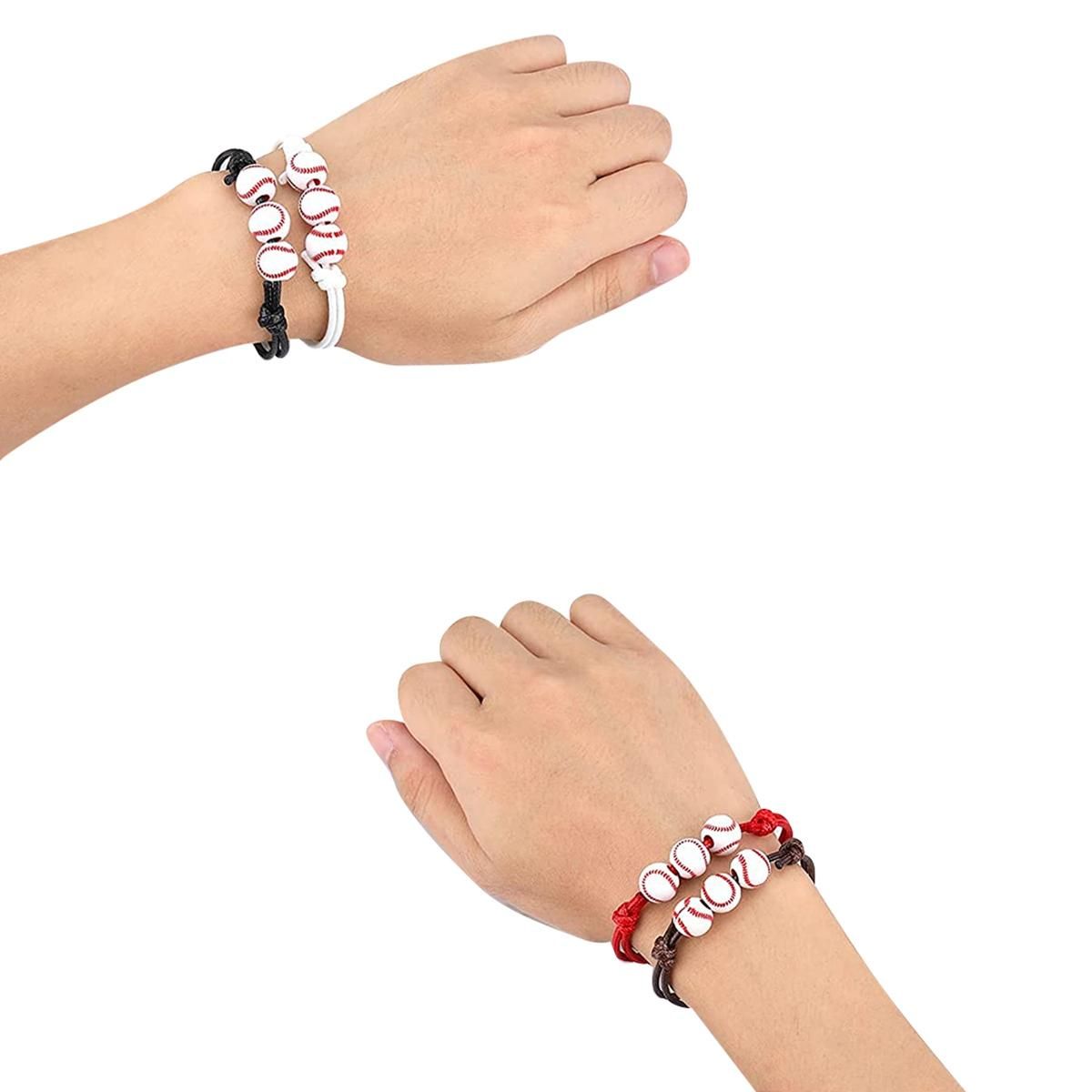 20Pcs Baseball Beads Red White Adjustable Inspirational