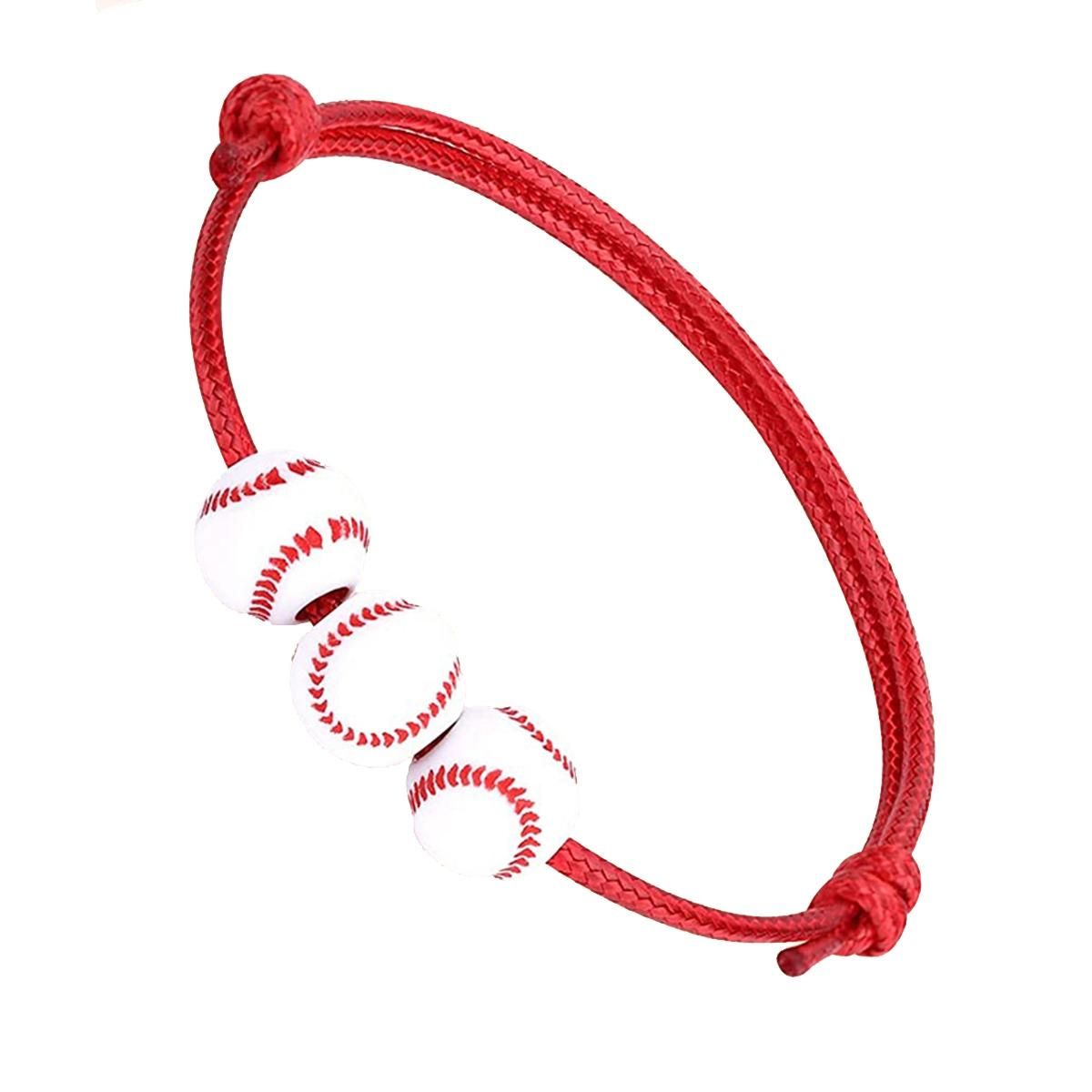 20Pcs Baseball Beads Red White Adjustable Inspirational