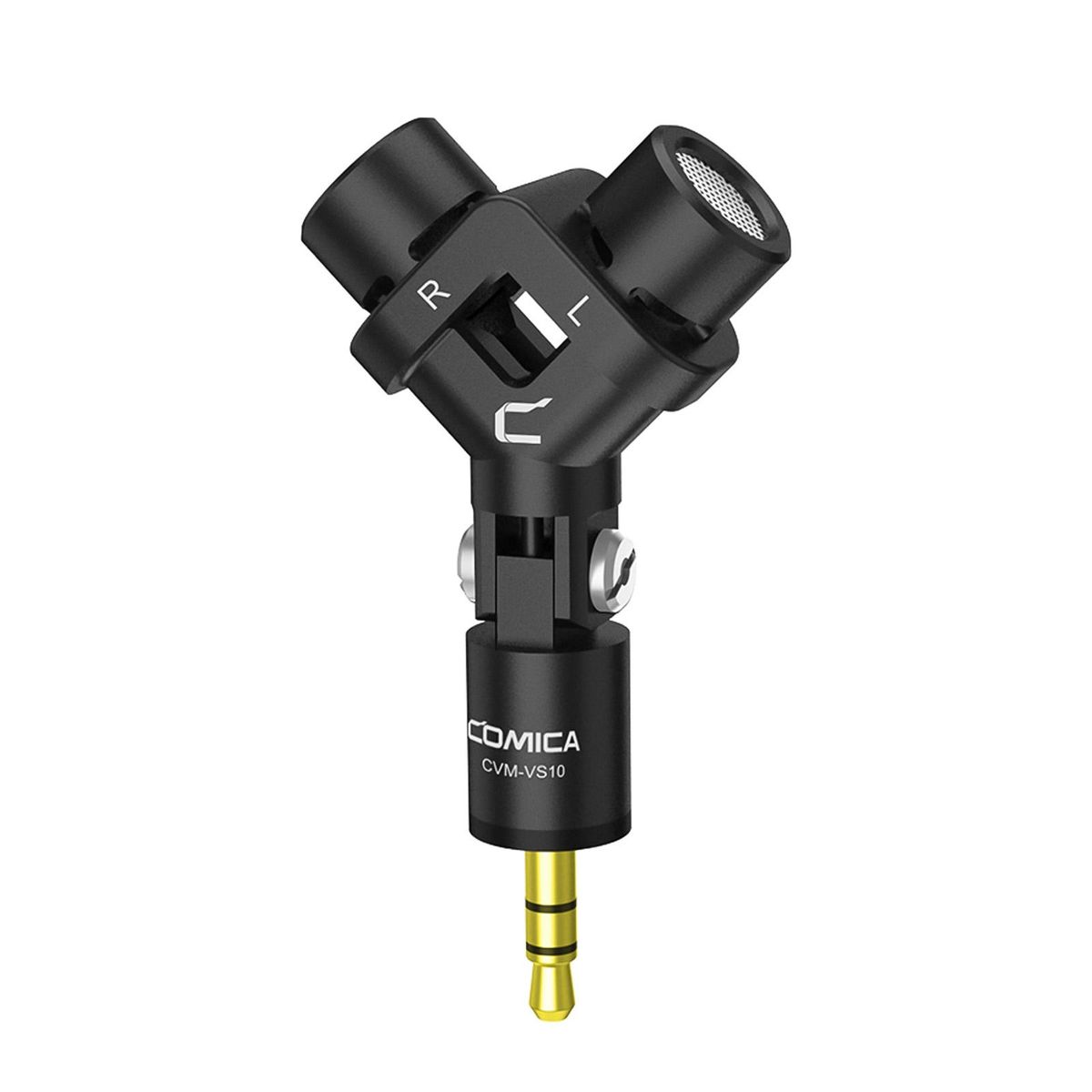 COMICA CVM-VS10 Mini Flexible XY Stereo Microphone Mic 3.5mm TRS Plug 90° Adjustable for GoPro Action Camera DSLR Camera Black