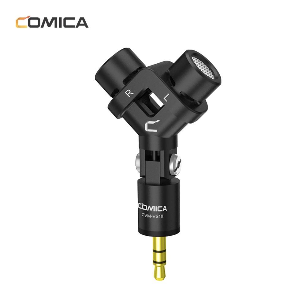 COMICA CVM-VS10 Mini Flexible XY Stereo Microphone Mic 3.5mm TRS Plug 90° Adjustable for GoPro Action Camera DSLR Camera Black