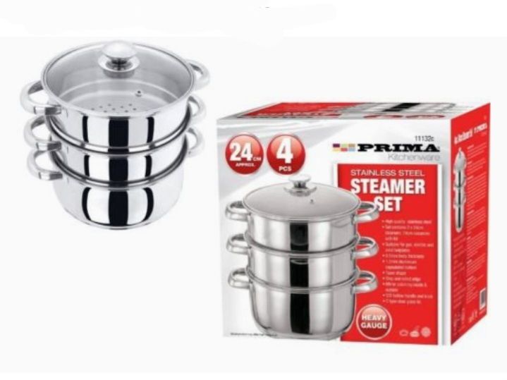 4Pcs Stainless Steel Steamer Pot Set