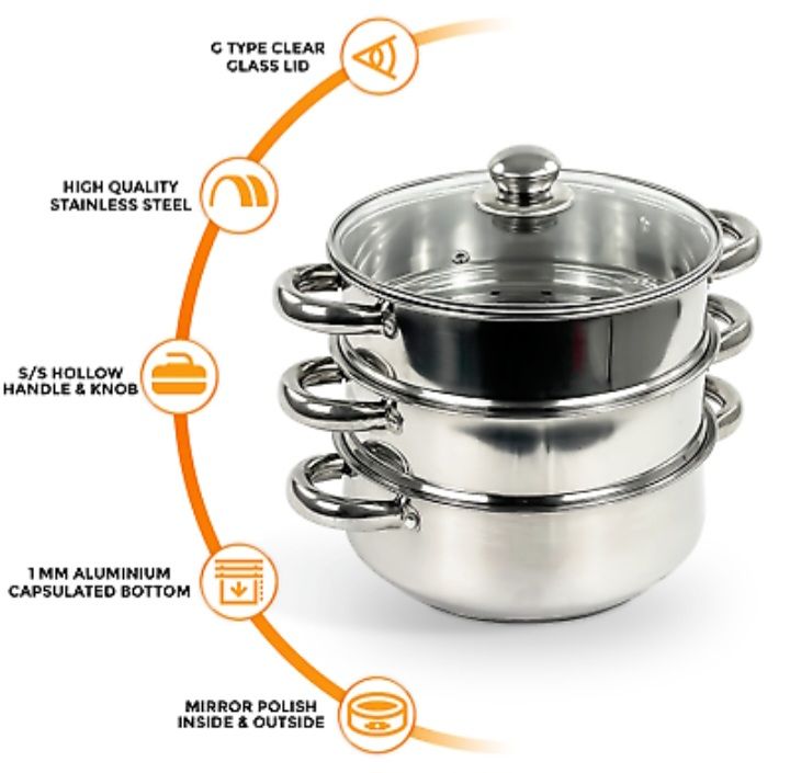 4Pcs Stainless Steel Steamer Pot Set