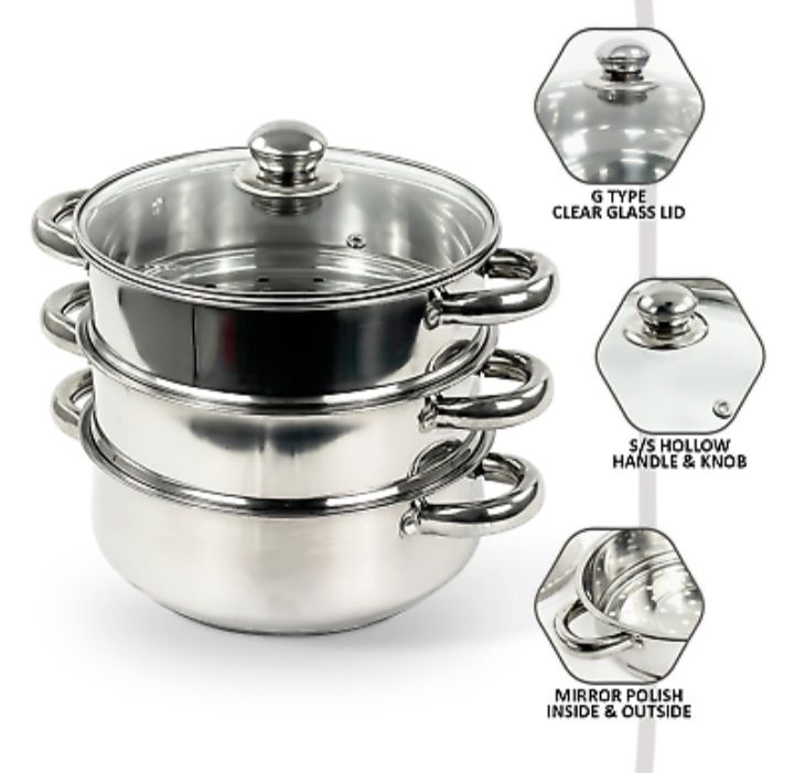 4Pcs Stainless Steel Steamer Pot Set