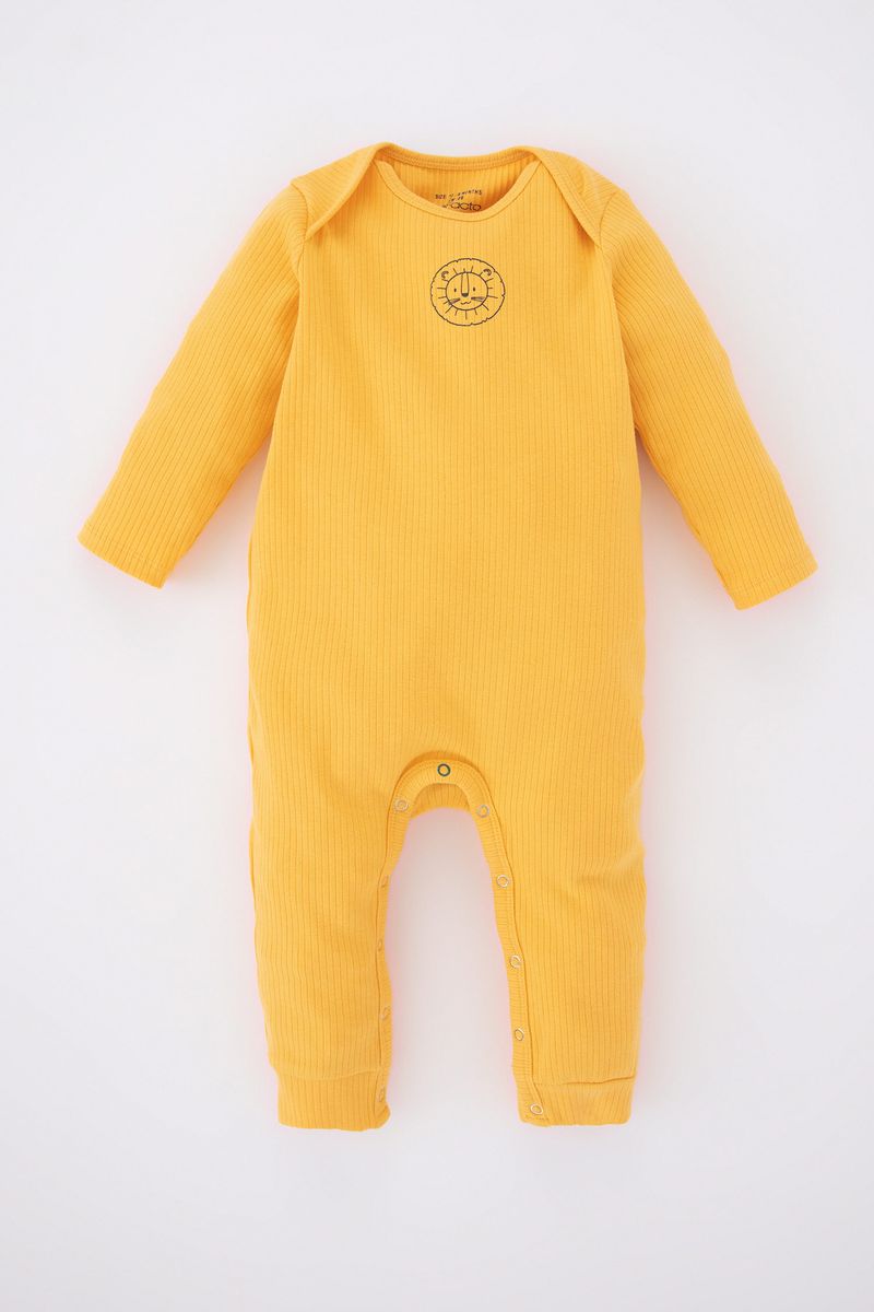 BabyBoy New Born Regular Fit Long Sleeve Bike Neck Knitted Overalls - Yellow