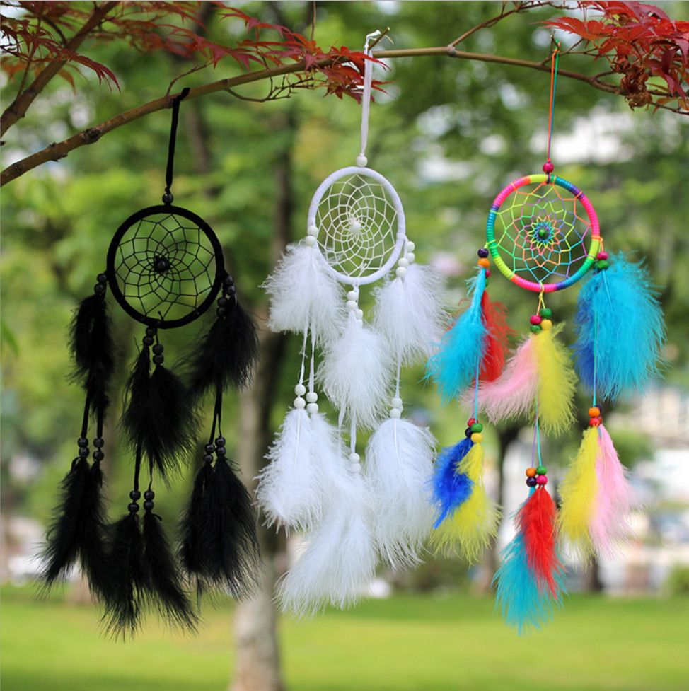 Home Room Decor Handmade Pastoral Style Dream Catcher Net With Feathers Wall Hanging Decoration Ornament Dream Catcher