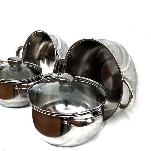 Stainless Serving Dish With Glass Cover -4 Set