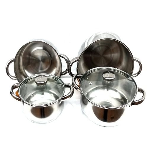 Stainless Serving Dish With Glass Cover -4 Set