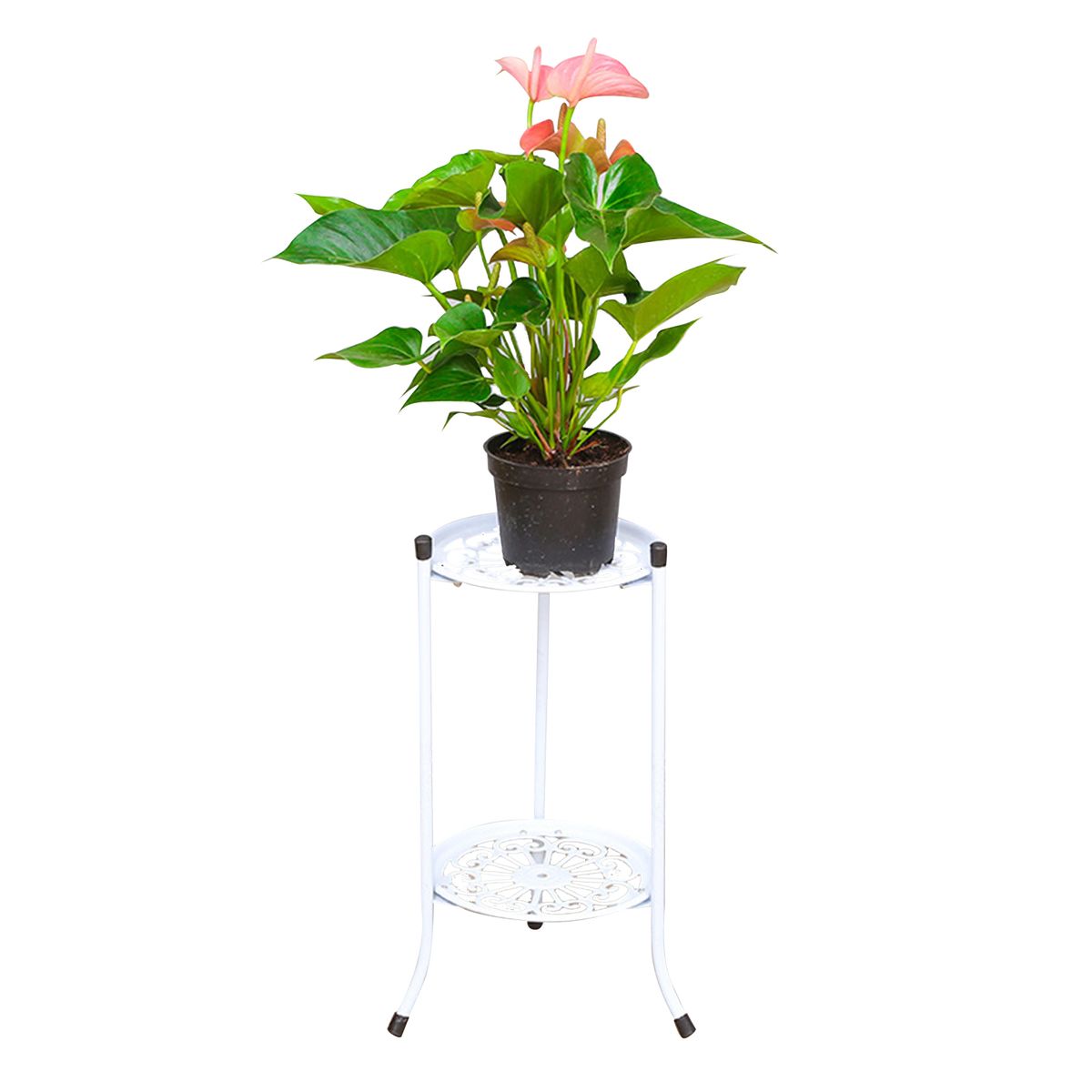 Two-Tier Metal Plant Stand Flower Pot Holder Planter Shelf