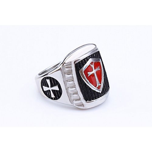 Cross Shield Ring Stainless Steel Men's Fashion Personality Vintage Domineering Knights Size 7-14