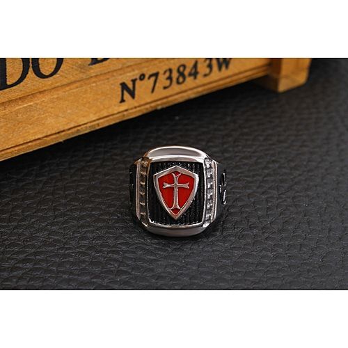 Cross Shield Ring Stainless Steel Men's Fashion Personality Vintage Domineering Knights Size 7-14