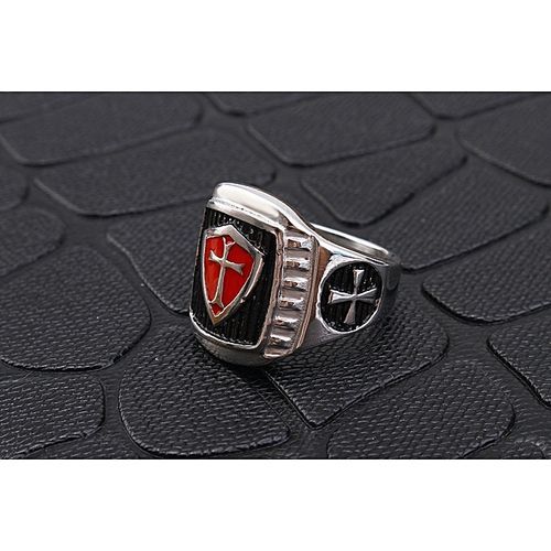 Cross Shield Ring Stainless Steel Men's Fashion Personality Vintage Domineering Knights Size 7-14