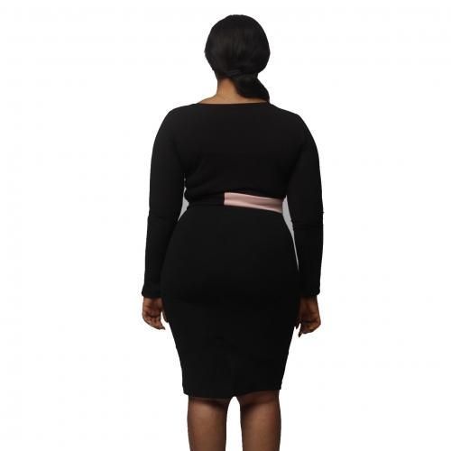 Lucie Contrast Top And Pencil Skirt Bundle-blush Pink/black
