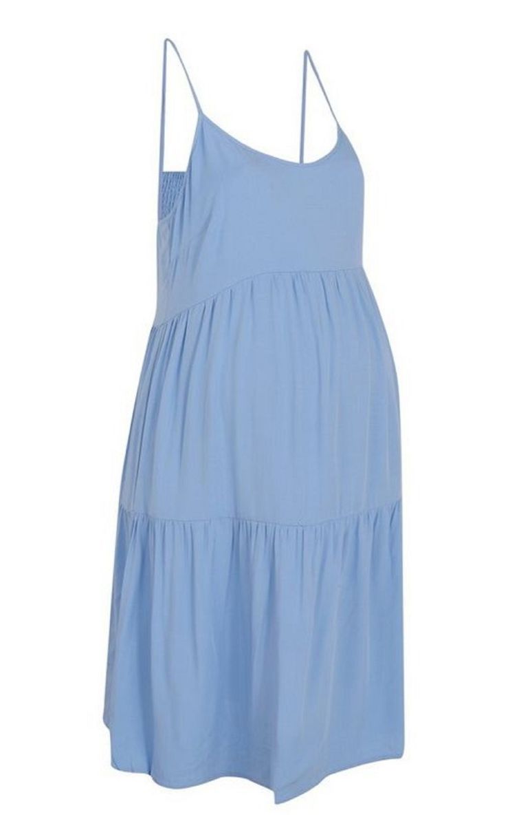 Blue Strappy Maternity Dress