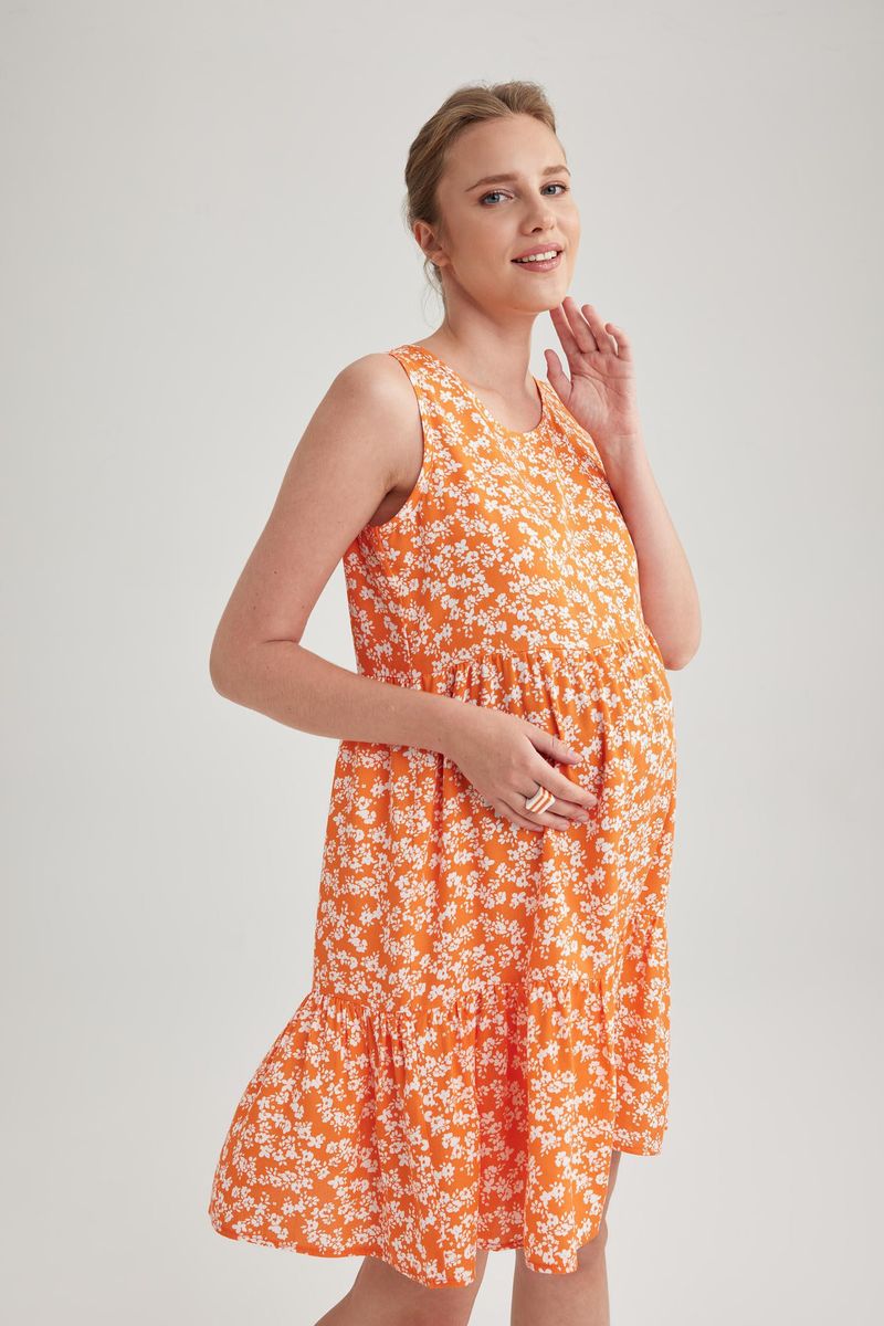 Woman Special Collection Dress Strappy Maternity Dress - Orange