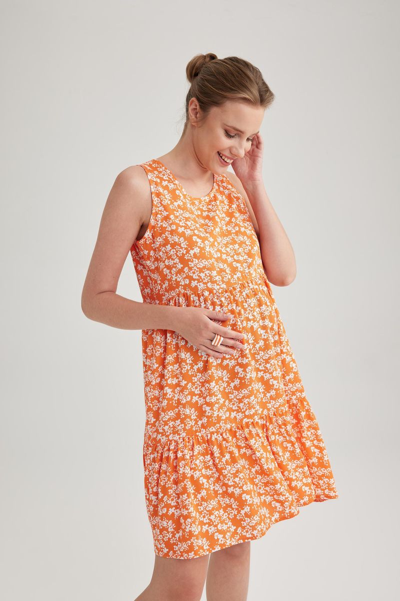 Woman Special Collection Dress Strappy Maternity Dress - Orange