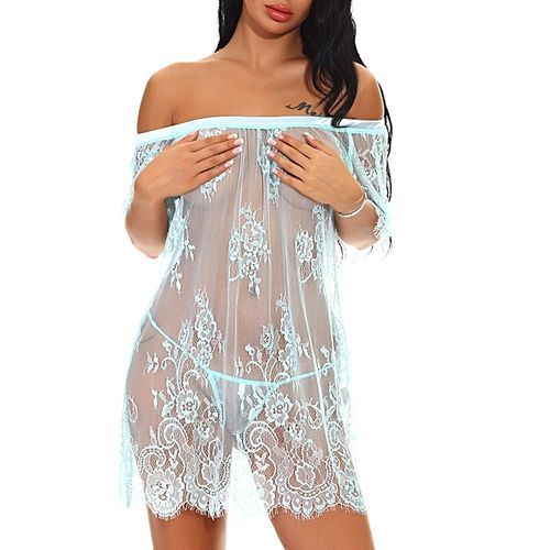 Yingwaias Fashion Women Off-Shouder Babydoll Mini Sleepskirt Lace Sexy Lingerie Underwear