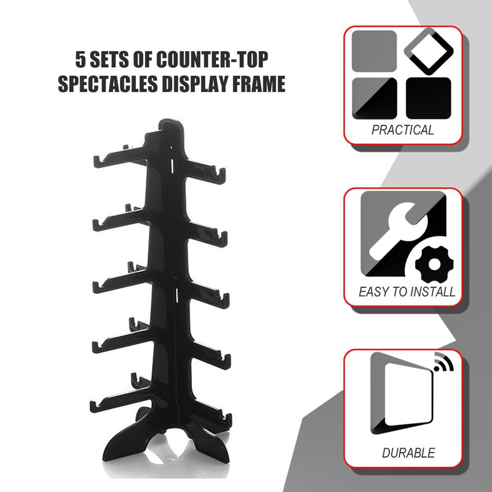 5 Layers Glasses Eyeglasses Sunglasses Show Stand Holder Frame Display Rack Black