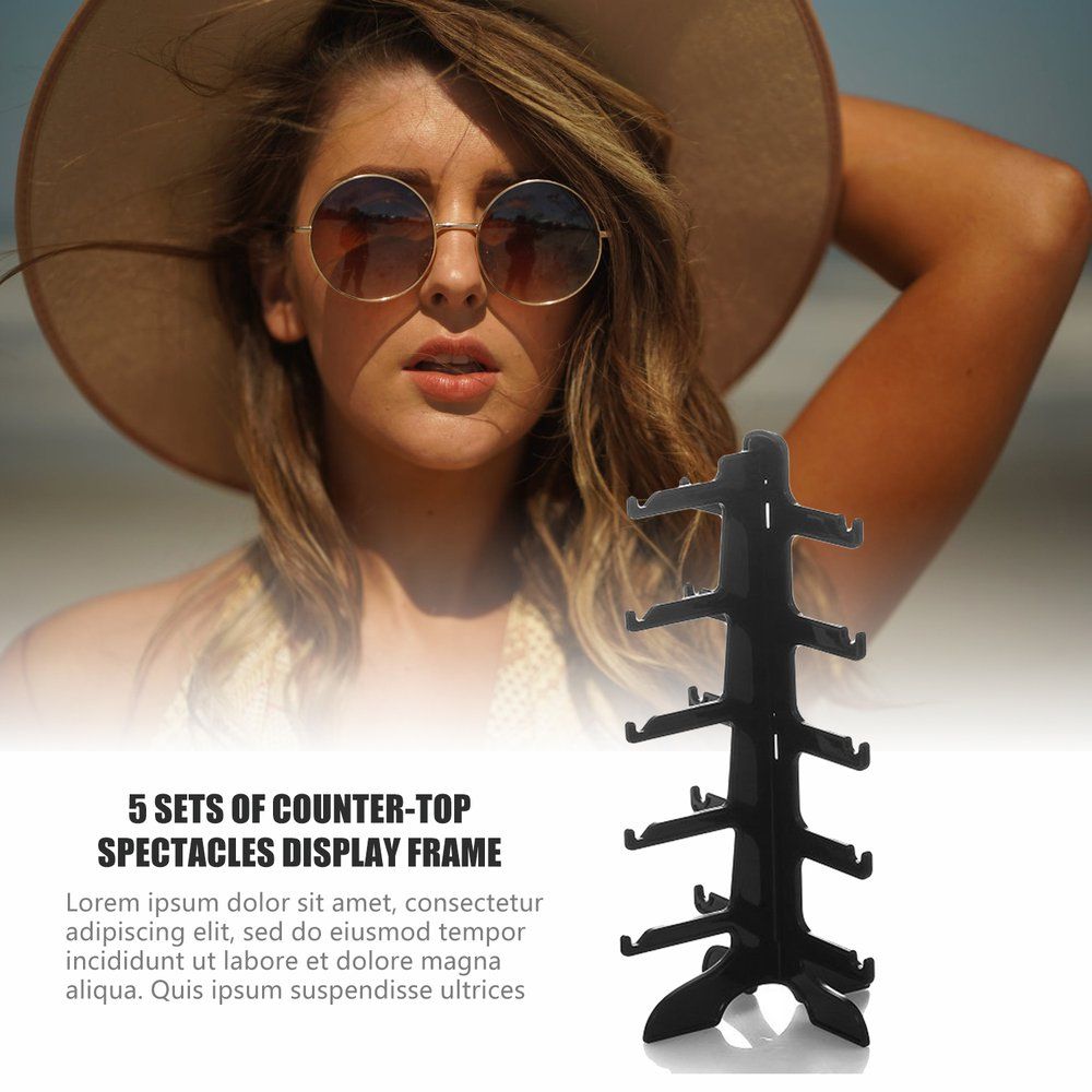 5 Layers Glasses Eyeglasses Sunglasses Show Stand Holder Frame Display Rack Black