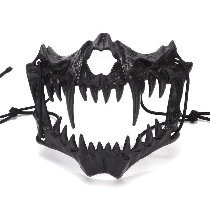 Party Skull Mask Long Teeth Demon Skeleton Half Face Mask Wolf Dragon Tiger