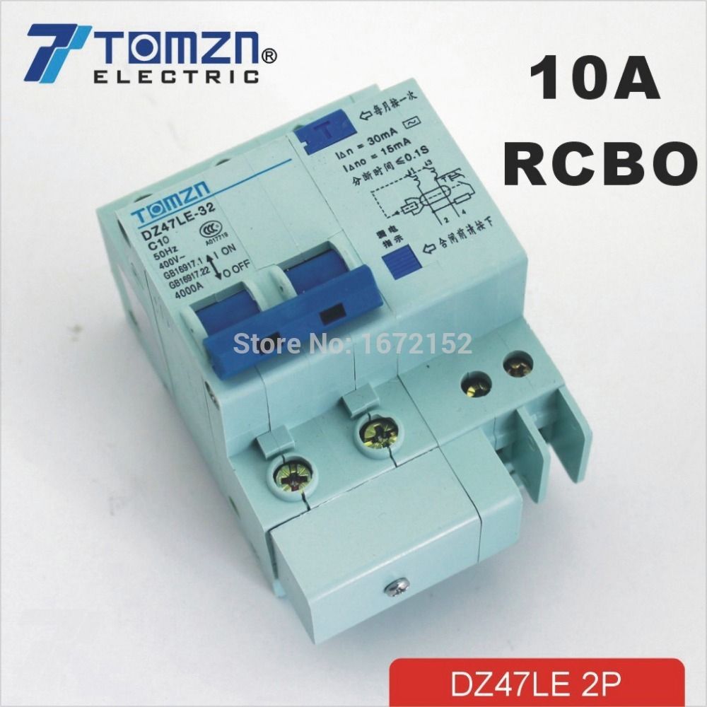 DZ47LE 2P 10A 230V~ 50HZ 60HZ Residual Current Circuit