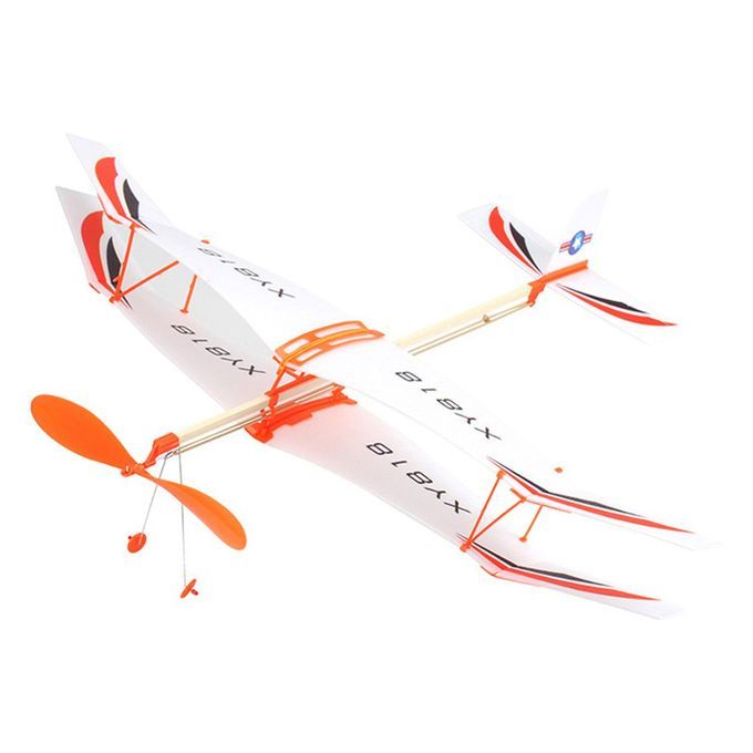 Biplane Glider  Thunderbird Rubber Band Power Plane Helicopter Model-Multicolor-