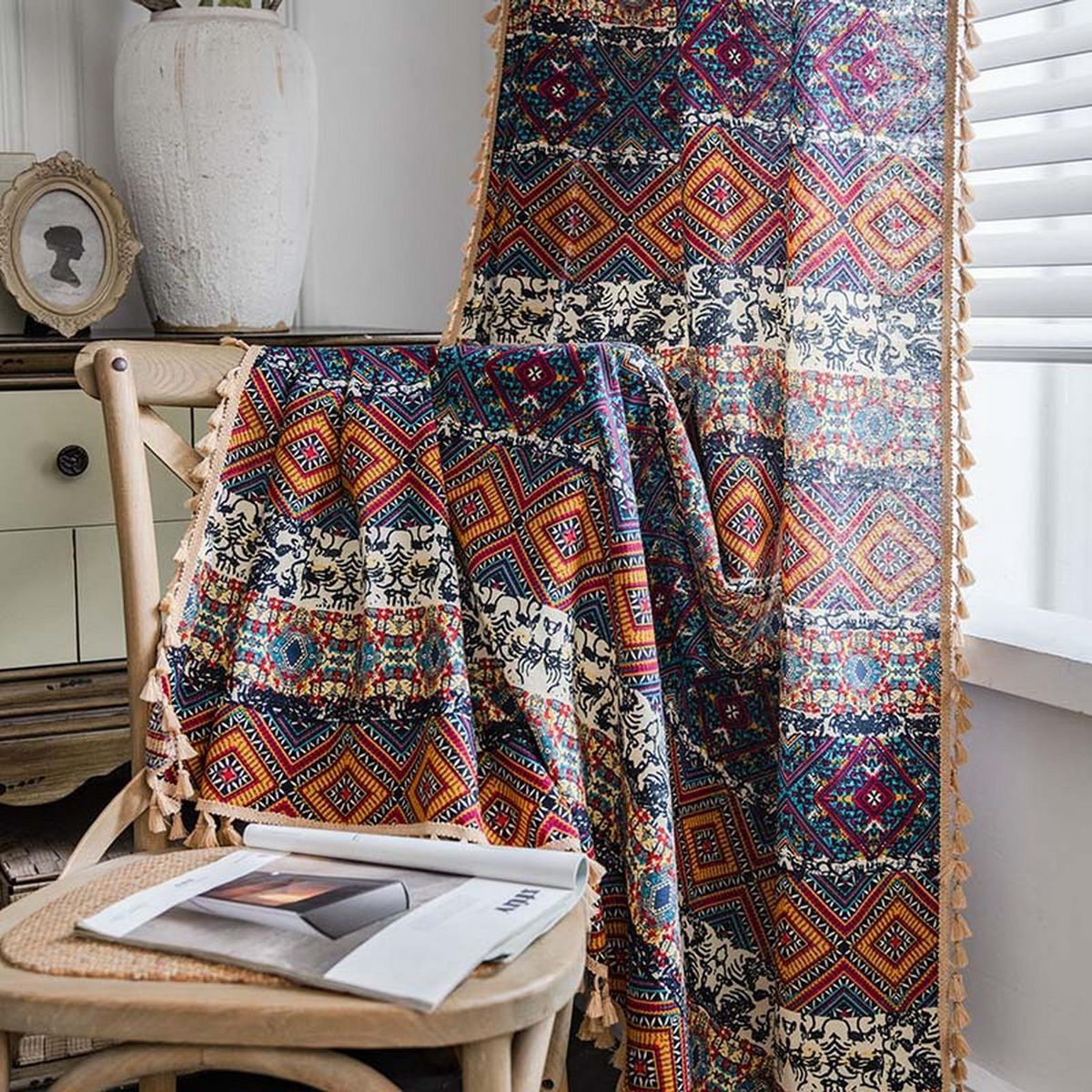 Window Drapery Polyester Cotton Blackout Curtain