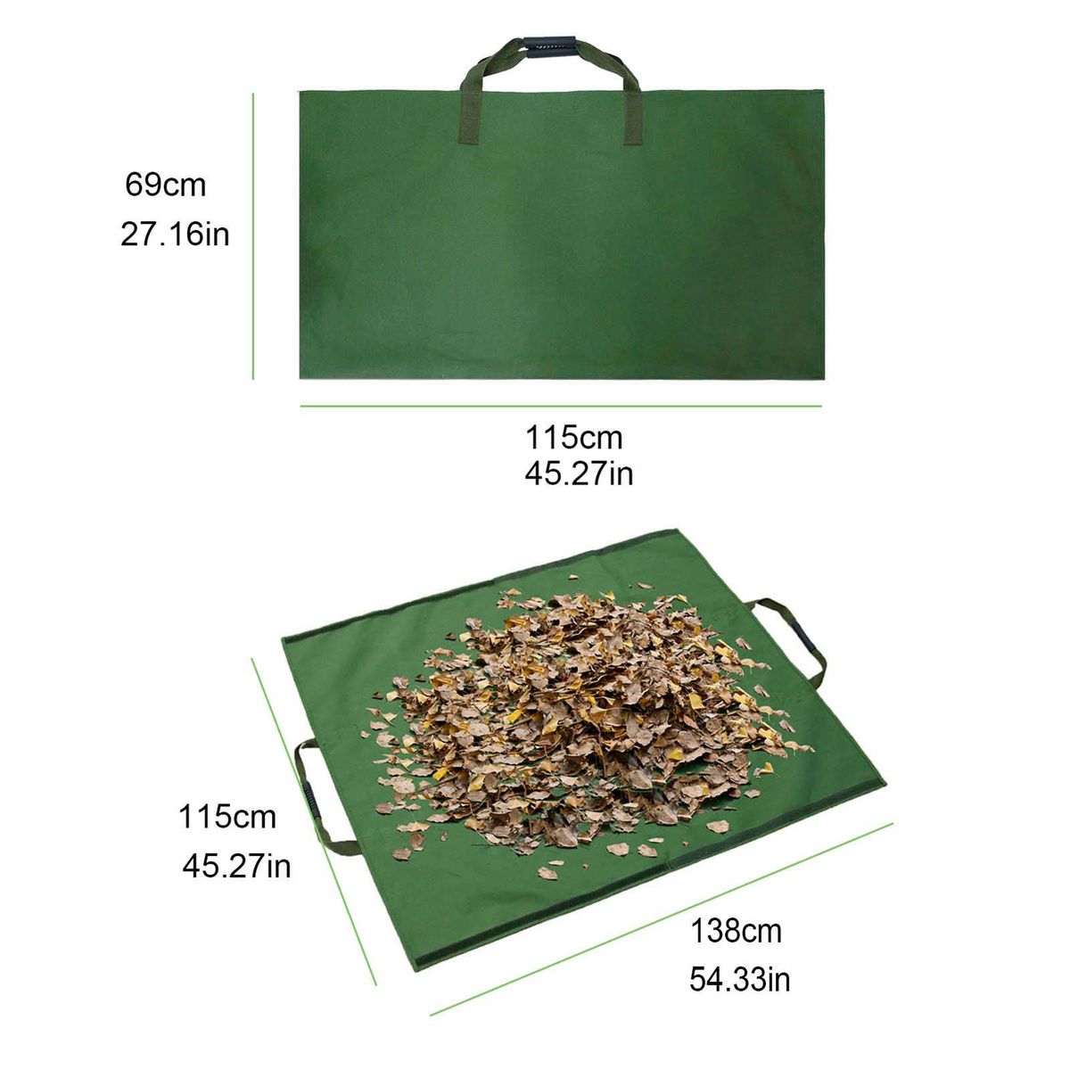 Reusable Yard Waste Bag 2 in 1 Leaf Bag & Garden Pad Waterproof Canvas Leaf Tote with Handles Trash Bags for Backyard Lawn Gardens