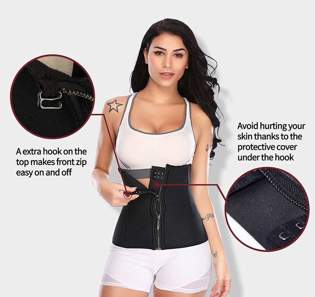Waist Trainer With 3 Hooks And Zip