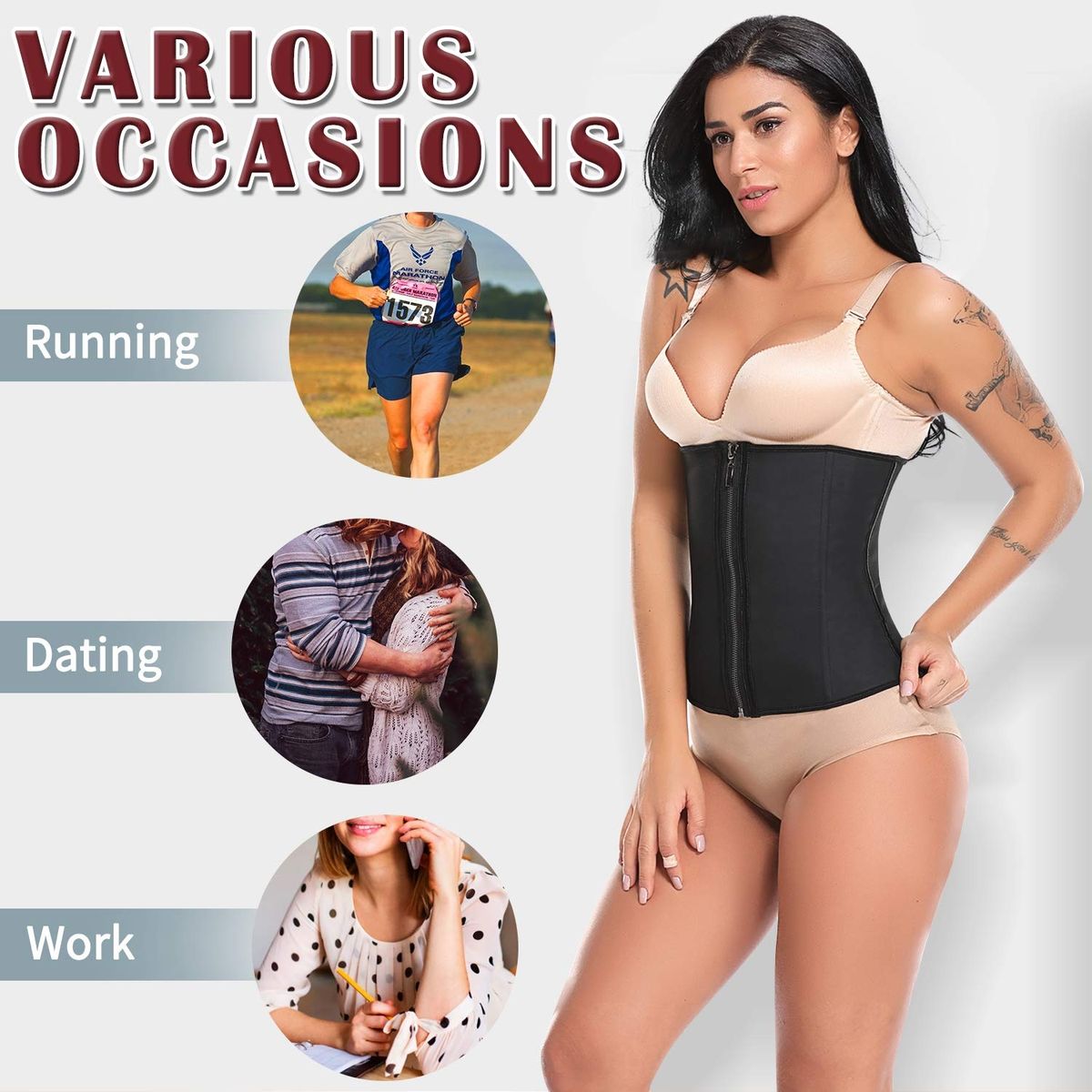 Waist Trainer With 3 Hooks And Zip