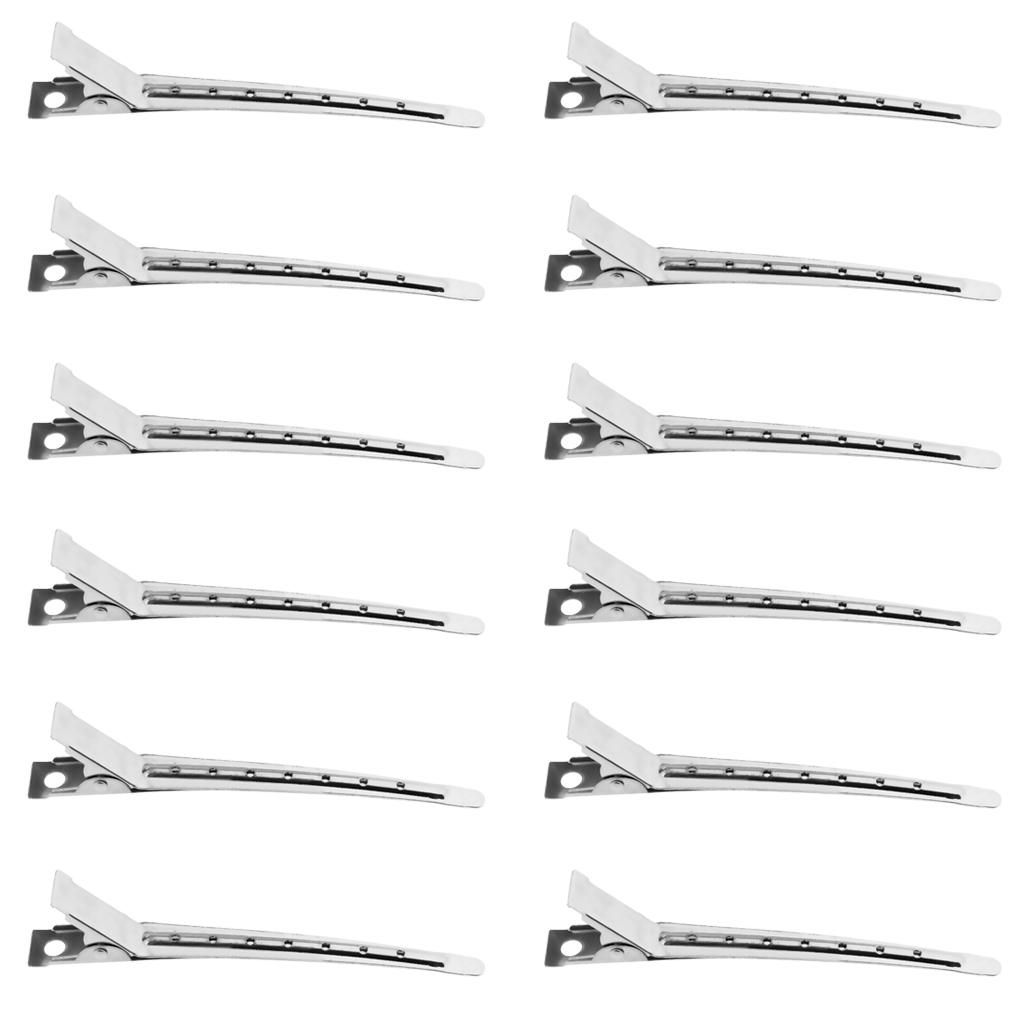 12x Pro Hairdressing Stainless Clips Clamp Salon Barber Section Hair